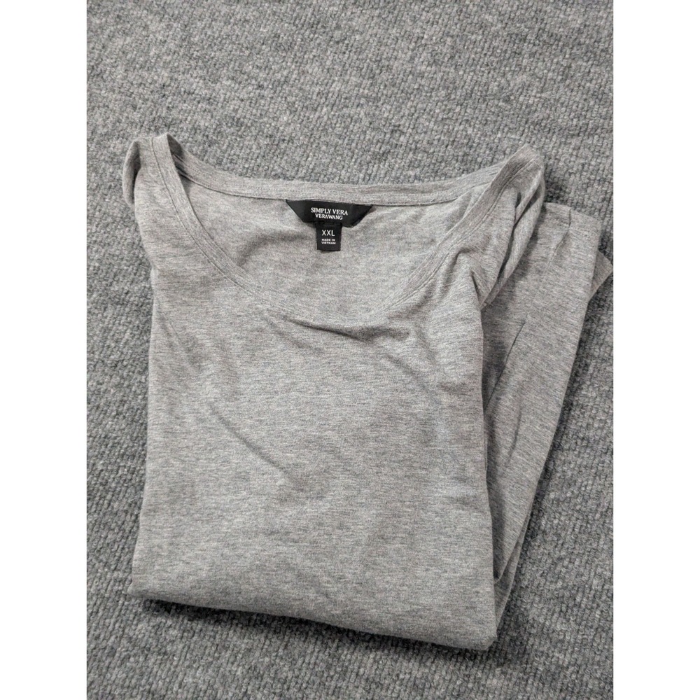 Simply‎ Vera Vera Wang Short Sleeve Top Women's Size XXL Heather Gray Super Soft